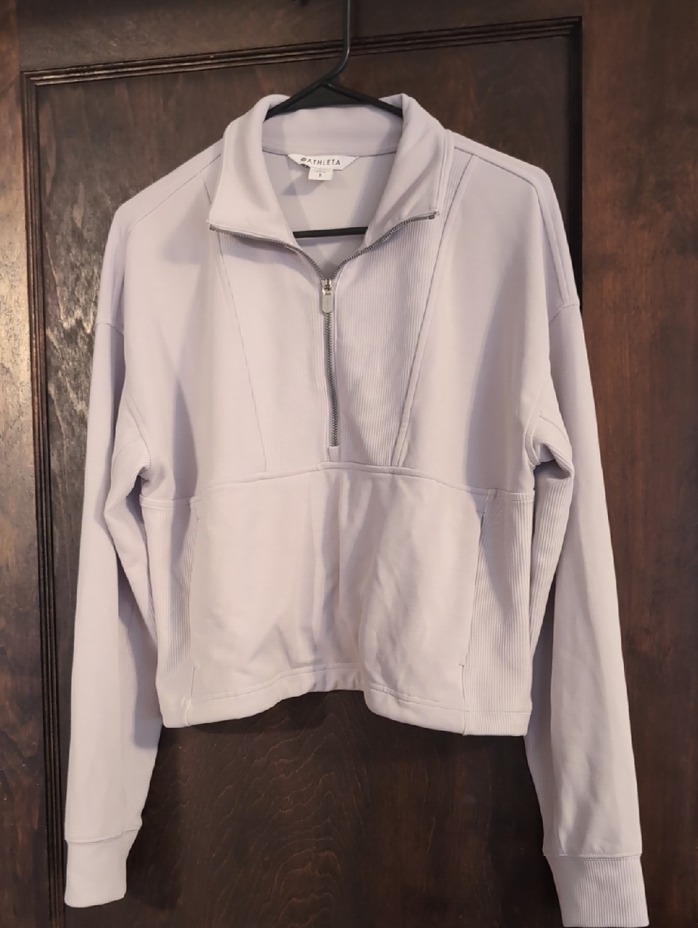 Athleta Light Gray Half-Zip Mock Neck Fleece